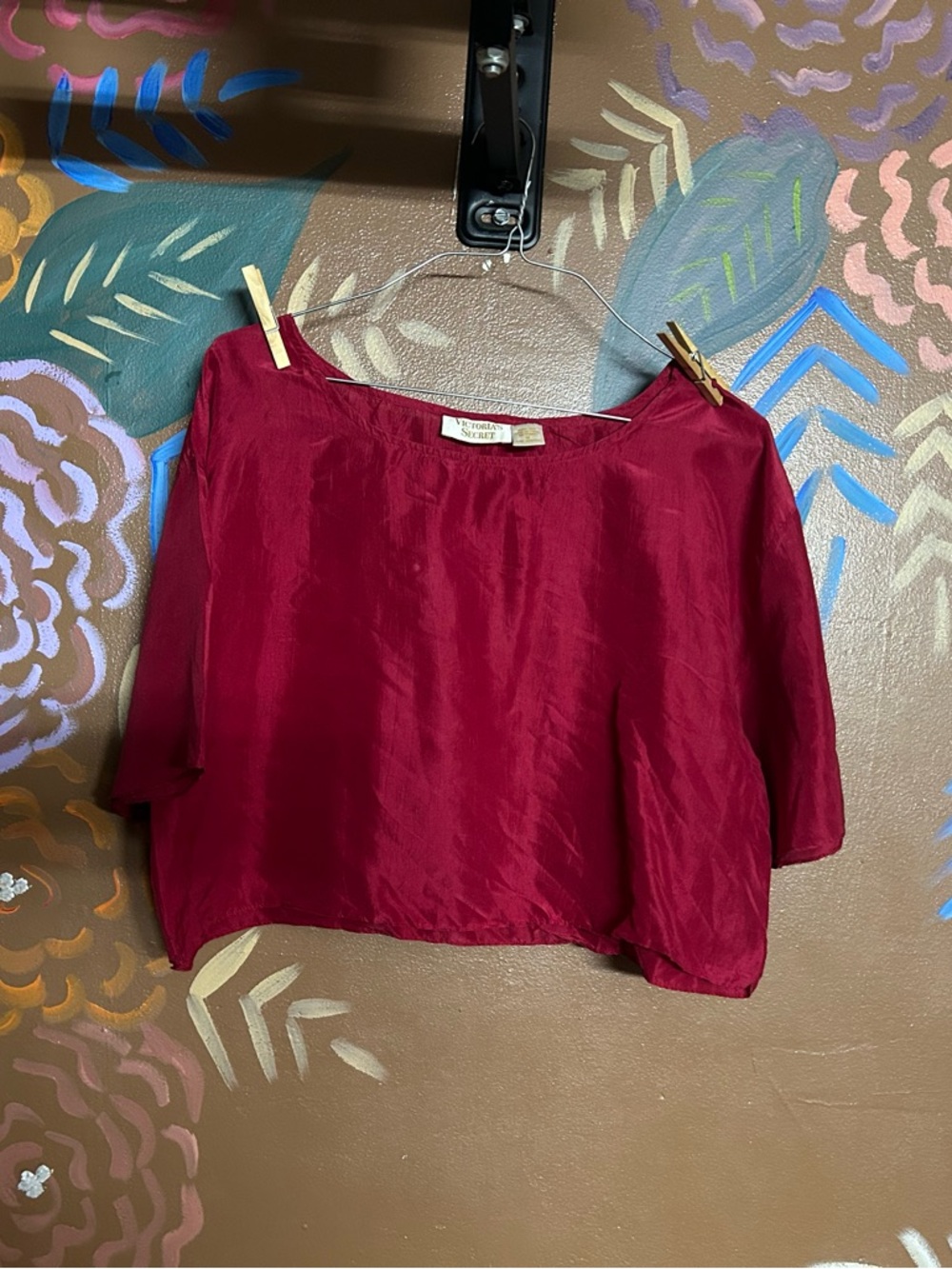 Victoria's Secret Burgundy Red Satin Crop Top